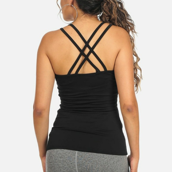 Ambiance Tops - Solid Double Criss-Cross Back Tank